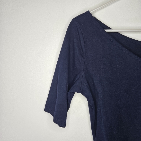 Soho Navy Blue V-Neck Cinched Side Top Sz S - Picture 4 of 6